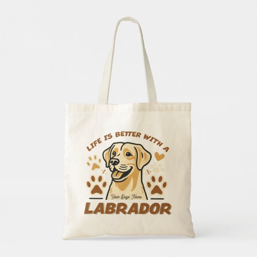 Personalised Life is Better with a Labrador トートバッグ (裏面)