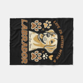 Personalised Life is Better with a Labrador Fleece フリースブランケット (正面(横))