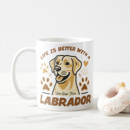 Personalised Life is Better with a Labrador Mug コーヒーマグカップ (ドーナツ)