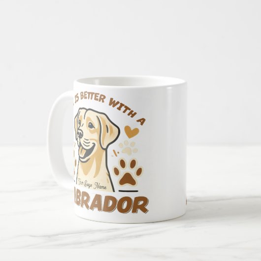 Personalised Life is Better with a Labrador Mug コーヒーマグカップ (正面左)