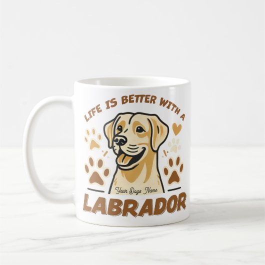Personalised Life is Better with a Labrador Mug コーヒーマグカップ (左)