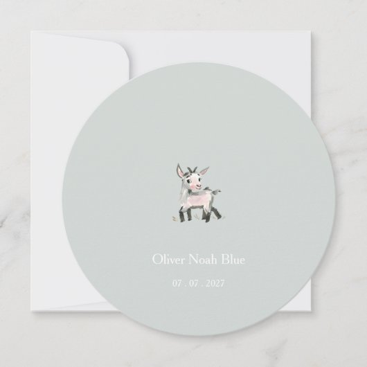 Personalised Little Goat Baby Birth Announcement. 招待状 (正面)
