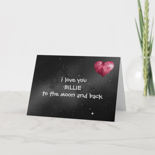 Personalised Love You to the Moon - folded card サンキューカード (正面)
