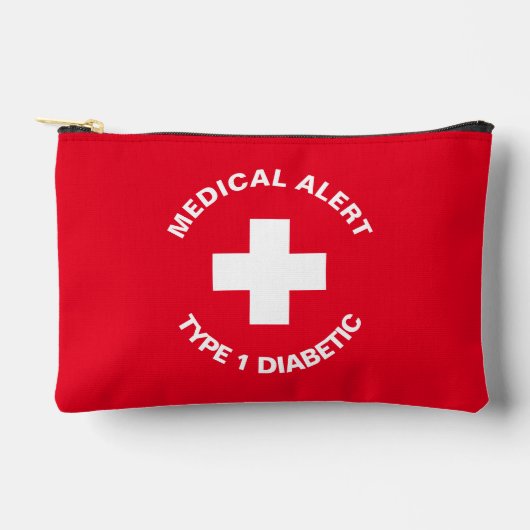 Personalised Medical Alert  Diabetic Red  アクセサリーポーチ (正面)