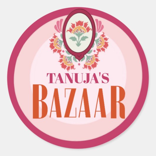 Personalised Mendhi Stickers |Henna Night Stickers ラウンドシール (正面)