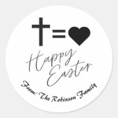 Personalised Minimalist Black & White Happy Easter ラウンドシール (正面)