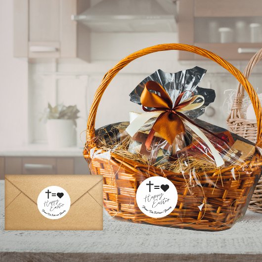 Personalised Minimalist Black & White Happy Easter ラウンドシール