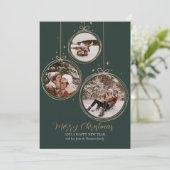 Personalised modern family photo Christmas Baubles シーズンカード (スタンド正面)