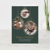 Personalised modern family photo Christmas Baubles シーズンカード (正面)