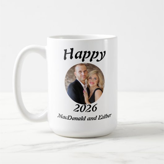 Personalised Modern Happy 2026 photo コーヒーマグカップ (左)