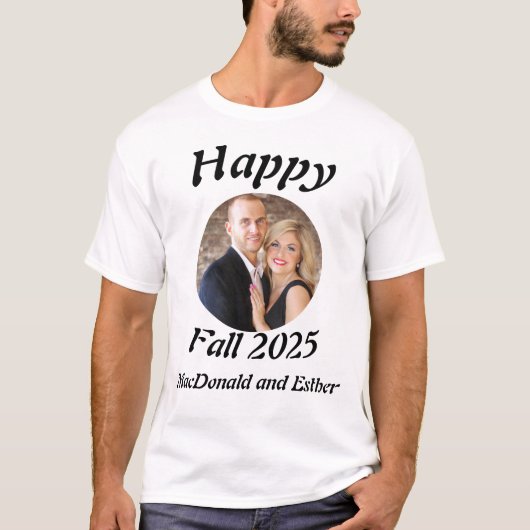 Personalised Modern Happy Fall photo Tシャツ (正面)