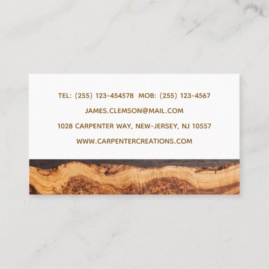 Personalised Moderrn Wooden Carpentry Construction 名刺 (裏面)