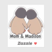 Personalised Mom & Daughter Cute Penguin Sticker シール (シート)