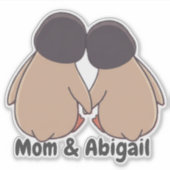 Personalised Mom & Daughter Cute Penguin Sticker シール (正面)
