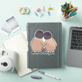Personalised Mom & Daughter Cute Penguin Sticker シール