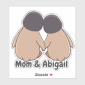 Personalised Mom & Daughter Cute Penguin Sticker シール (シート)