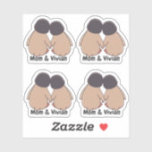 Personalised Mom & Daughter Cute Penguin Stickers シール (シート)