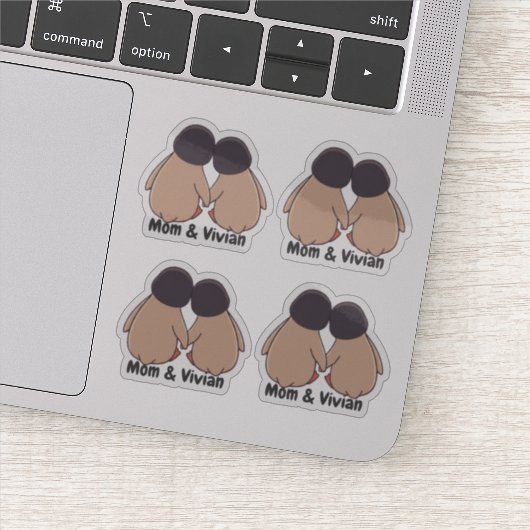 Personalised Mom & Daughter Cute Penguin Stickers シール (詳細)