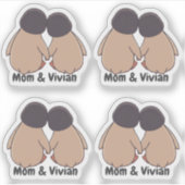 Personalised Mom & Daughter Cute Penguin Stickers シール (正面)