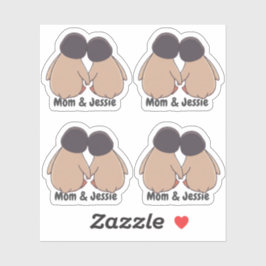 Personalised Mom & Daughter Cute Penguin Stickers シール