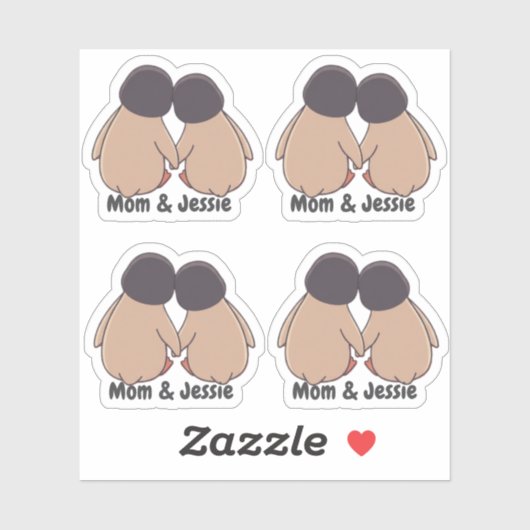 Personalised Mom & Daughter Cute Penguin Stickers シール (シート)