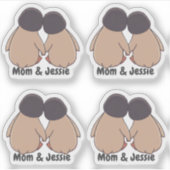 Personalised Mom & Daughter Cute Penguin Stickers シール (正面)