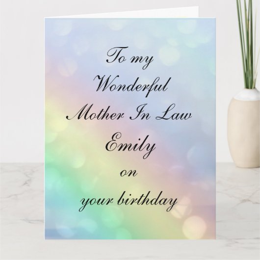 Personalised Mother In Law Birthday カード (正面)