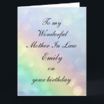 Personalised Mother In Law Birthday カード<br><div class="desc">Beautiful Personalised Happy Birthday Mother In Law Greeting Card.</div>