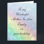 Personalised Mother In Law Birthday カード<br><div class="desc">Beautiful Personalised Happy Birthday Mother In Law Greeting Card.</div>
