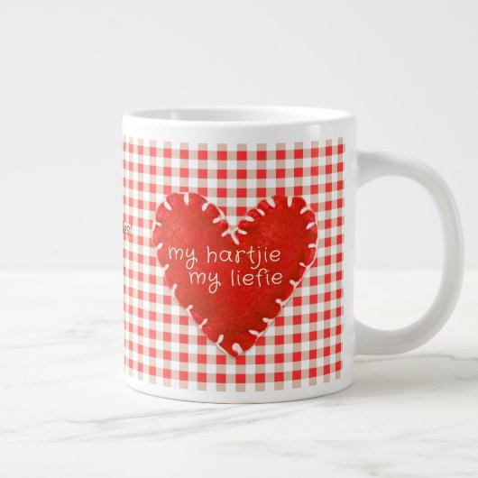 Personalised My Hartjie My Liefie Applique Heart ジャンボコーヒーマグカップ (右)