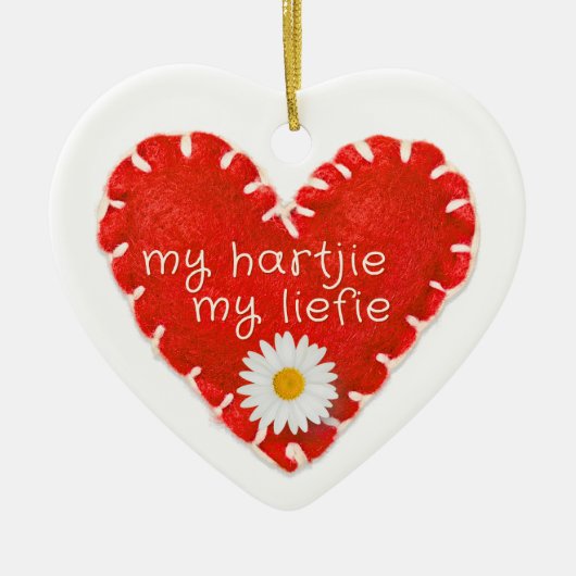 Personalised My Hartjie My Liefie Applique Heart セラミックオーナメント (正面)