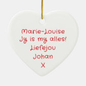 Personalised My Hartjie My Liefie Applique Heart セラミックオーナメント (裏面)