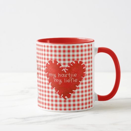 Personalised My Hartjie My Liefie Applique Heart マグカップ (右)