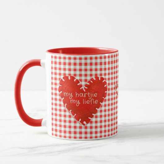 Personalised My Hartjie My Liefie Applique Heart マグカップ (左)