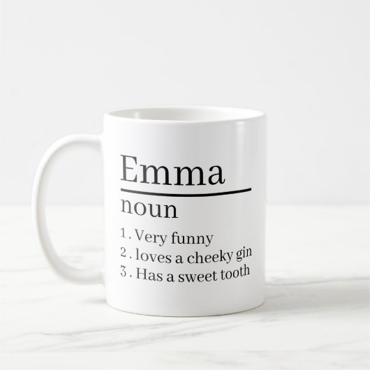 Personalised Name Definition Gifts Ideas Presents コーヒーマグカップ (左)