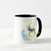 Personalised Name Mug • Gold and Floral Initial マグカップ (正面右)