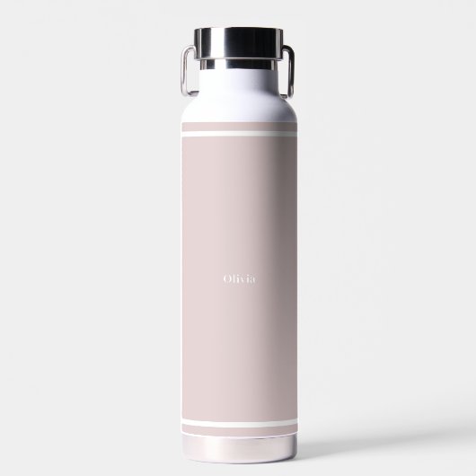 Personalised Name Pink & White Water Bottle. ウォーターボトル (正面)