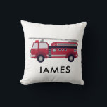 Personalised Name Red Fire truck クッション<br><div class="desc">Add your name to this lovely fire engine cushion for the budding fireman</div>