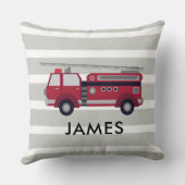 Personalised Name Red Fire truck Cushion クッション (裏面)