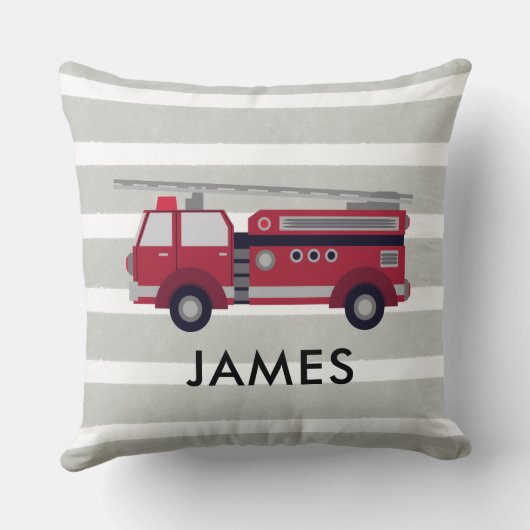 Personalised Name Red Fire truck Cushion クッション (裏面)
