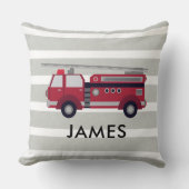 Personalised Name Red Fire truck Cushion クッション (正面)