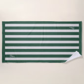 Personalised Neutral Stripe Custom Initials Modern ビーチタオル (正面)