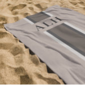 Personalised Neutral Stripe Custom Initials Modern ビーチタオル