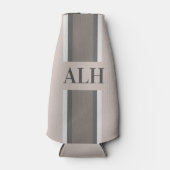 Personalised Neutral Stripe Custom Initials Modern ボトルクーラー (正面)