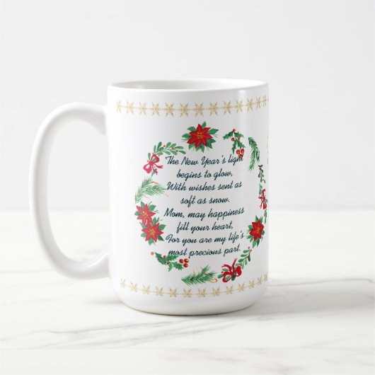 personalised New Year Mug for Mom – Double Message コーヒーマグカップ (左)