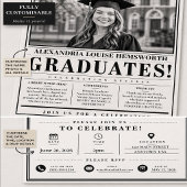 Personalised Newspaper Graduation Invitation 2026 招待状