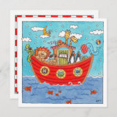 Personalised Noah's Ark Birthday Invitation (正面/裏面)