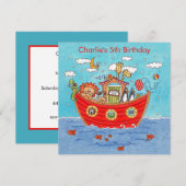 Personalised Noah's Ark Birthday Invitation (正面/裏面)