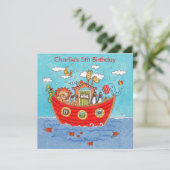 Personalised Noah's Ark Birthday Invitation (スタンド正面)