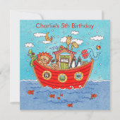 Personalised Noah's Ark Birthday Invitation (正面)